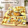 Garfield Custom Name Flannel Throw Blanket Soft Warm for Sofa Bed Indoor Home Use
