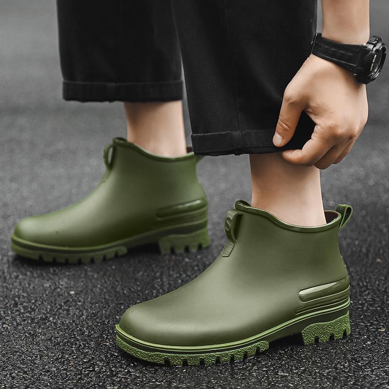 Fashion Men's Rain Boots Waterproof Boots Fishing Casual Camping Rubber Shoes Fashion Couple Short Boots Outdoor Non-slip Water Shoes