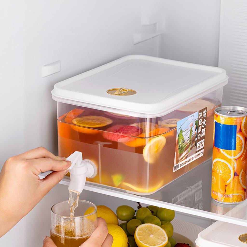 3.5/5L Lemon Fruit Tea Jug with Faucet Iced Beverage Bucket Date Indicating Adjuster Large Capacity Leakproof Kitchen Supplies