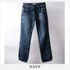 Barrette Men's Navy Straight Denim Pants with Wine Red Stitching, Size L