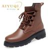 Fashion AIYUQI Women Winter Boots Large Size 2025 New Genuine Leather Women Motorcycle Boots Wool Warm Retro Non-slip Ladies Ankle Boots