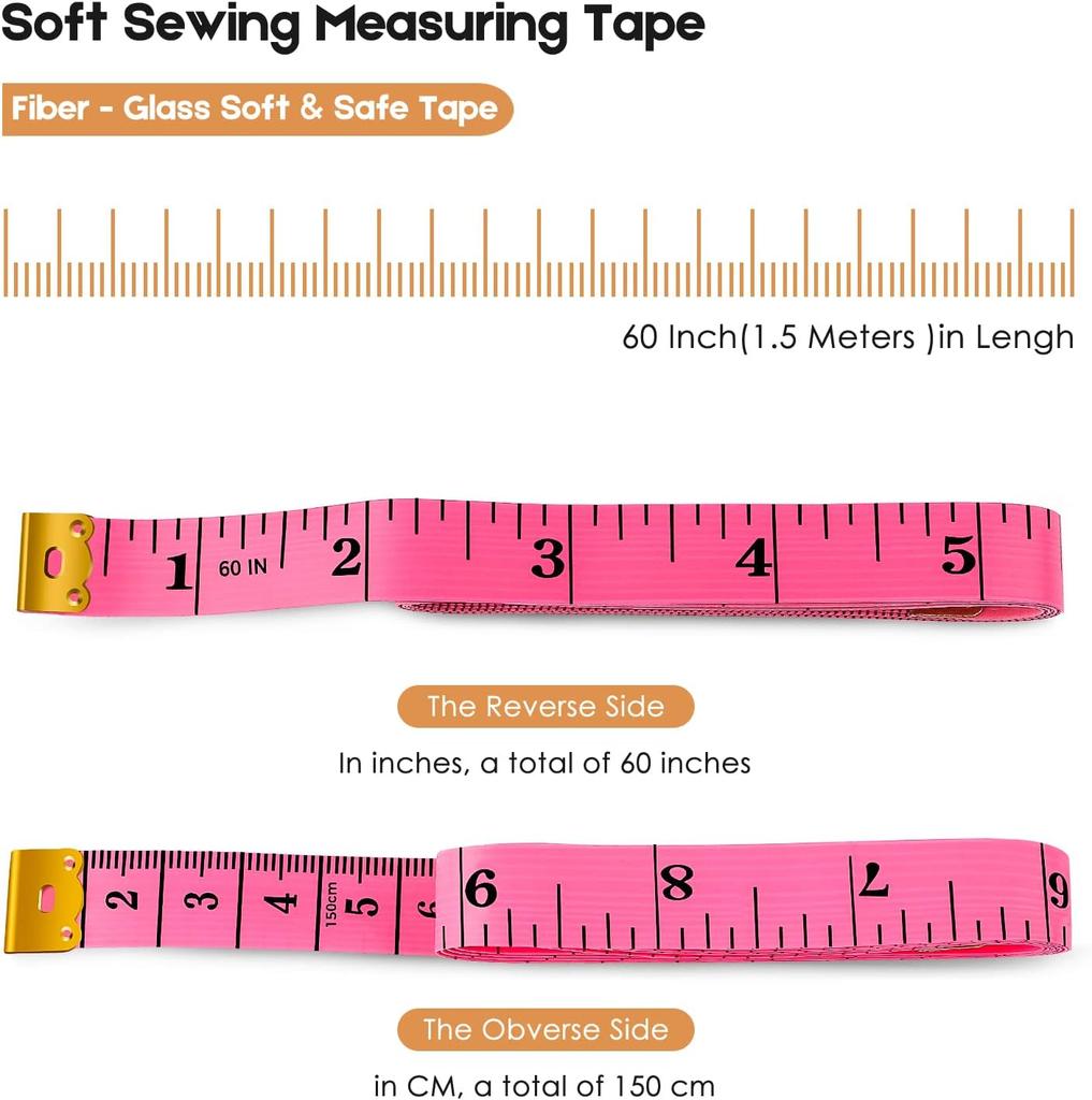 2Pcs Fashion Soft Tape Measure 60in, Versatile for Body, Tailor, Sewing & Daily Measurements