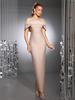 Elegant Pearl Beaded Rhinestone Off-Shoulder Bodycon Bandage Evening Dress
