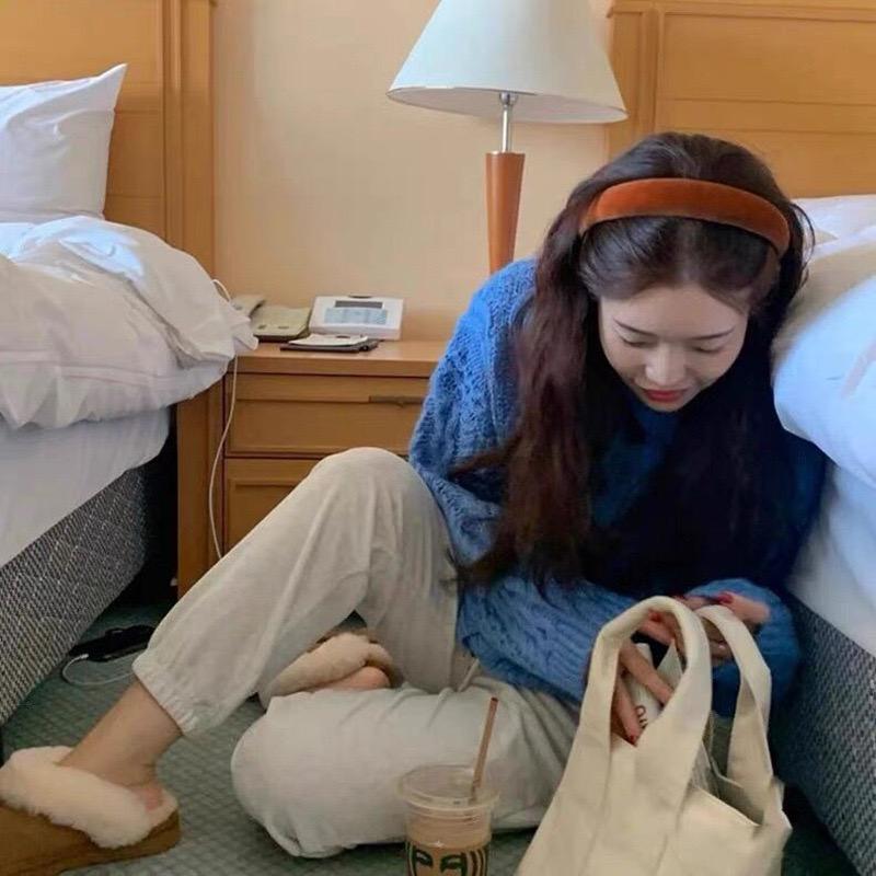 Vintage Velvet Headband Wide Cross Thin Padded Hairband Plain Color Headbands Simple Daily Women Hair Accessories