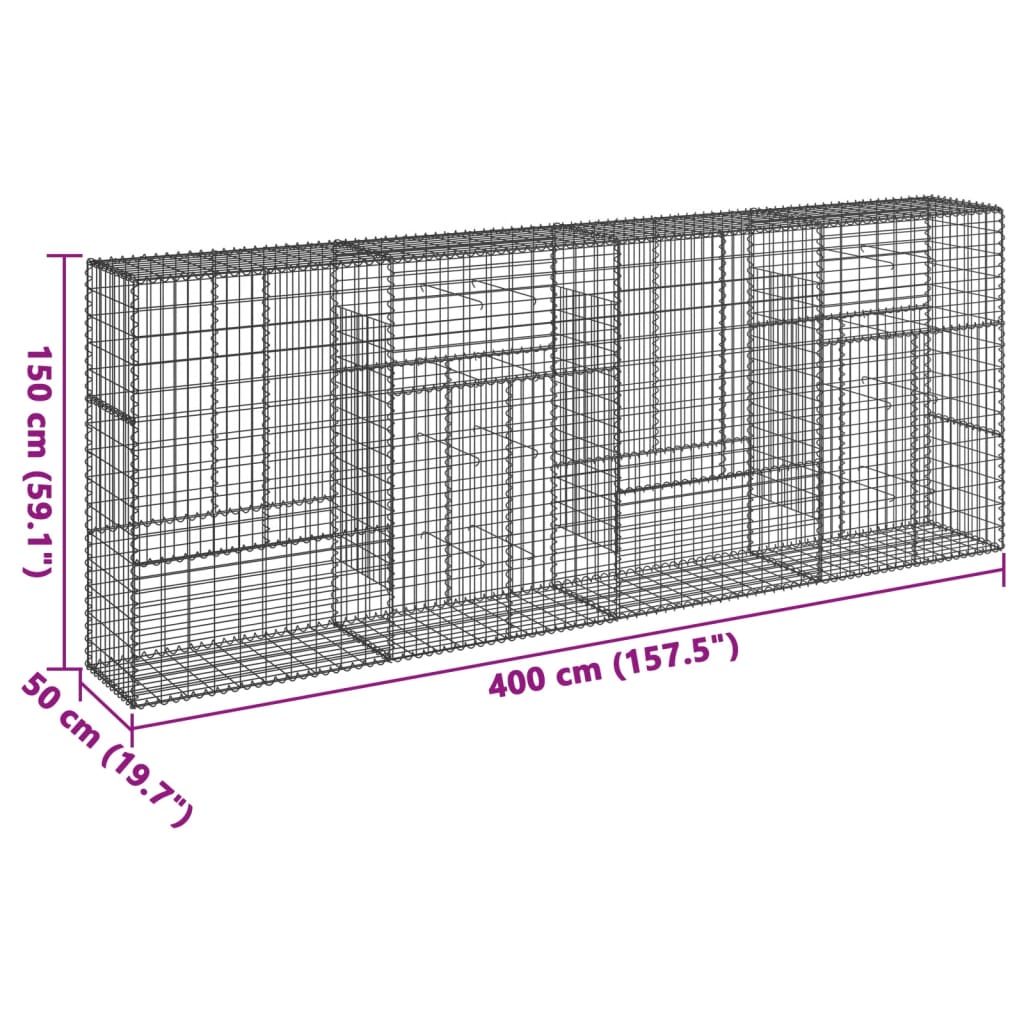 Gabion with Lid 400x50x150 Cm Galvanized Iron