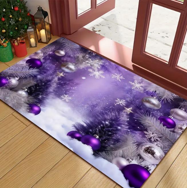 Christmas Candy Stick Door Mat with Festive Red White Comfortable Indoor Outdoor Carpets Kitchen Home Office and Home Decoration