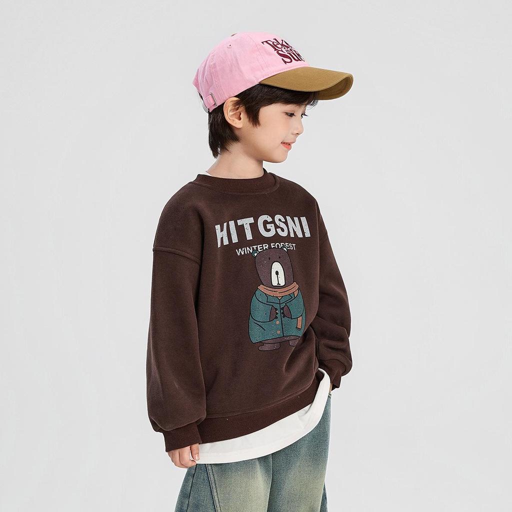 Fairy Tale Memory Boys' Fleece Sweatshirt – 2025 Autumn/Winter, Round Neck, Korean Style, for Middle & Big Boys.