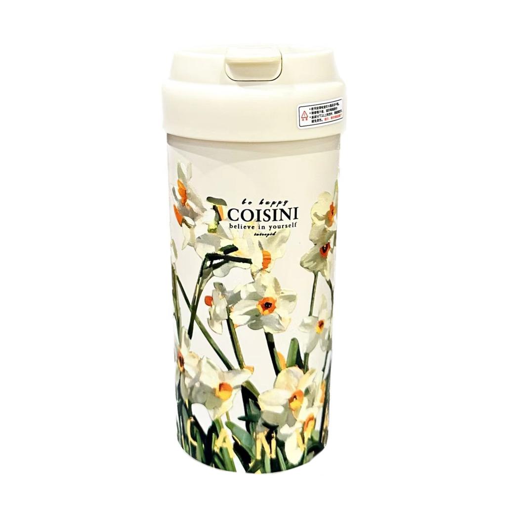 Coffee Thermos Cup Girls New Double Drinking Cup Luxury High-grade Sense with Straw Cup Accompanying Large Volume
