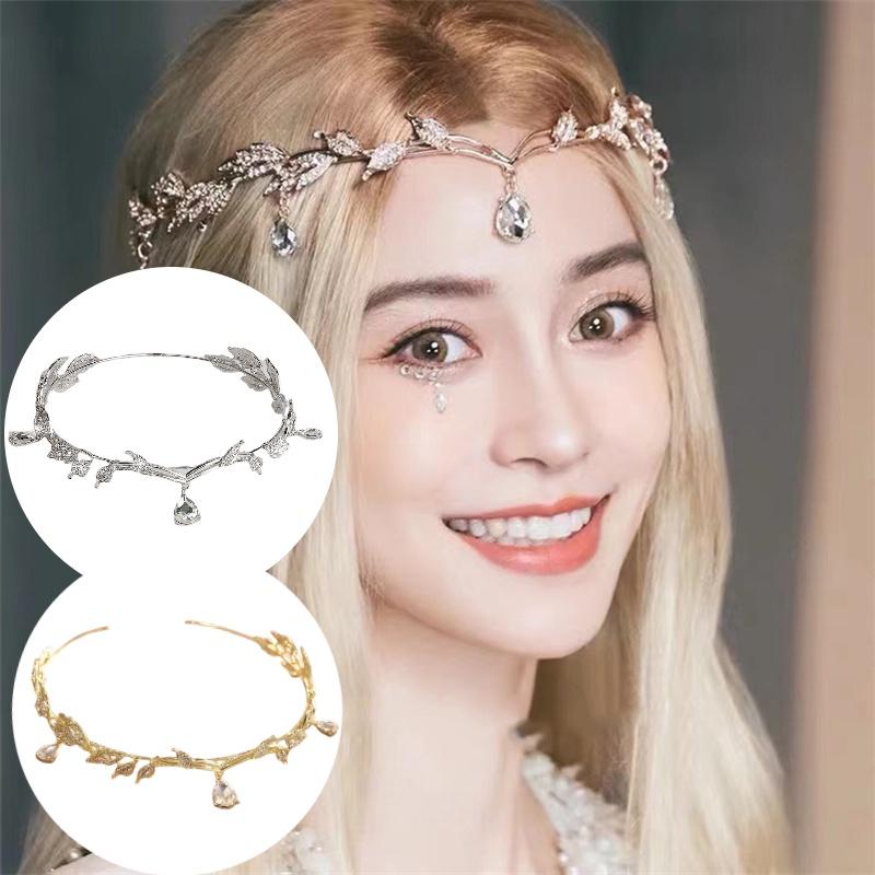 Elf Princess Crown Crystal Forehead Jewelry Headdress For Wedding Party