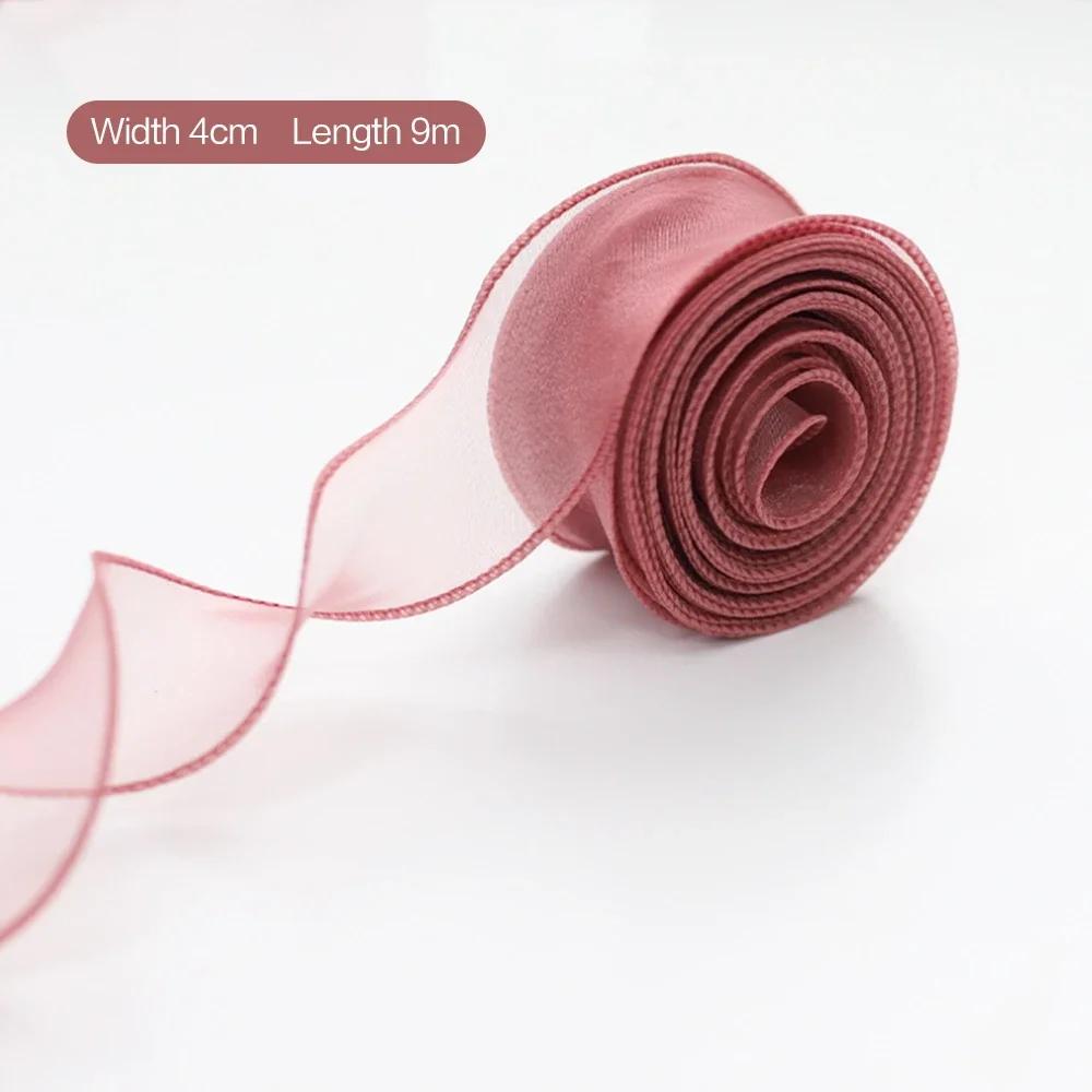 10Yards/Roll Sheer Chiffon Ribbon Organza Satin Ribbons For Gift Wrapping Decoration Wedding Bouquets Wreath Sewing Supplies