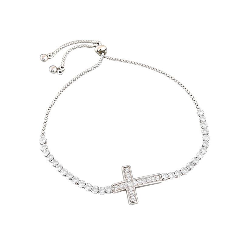 Christian Cross Zircon Pendant Bracelet With Geometric Design For Womens Fashion Accessory