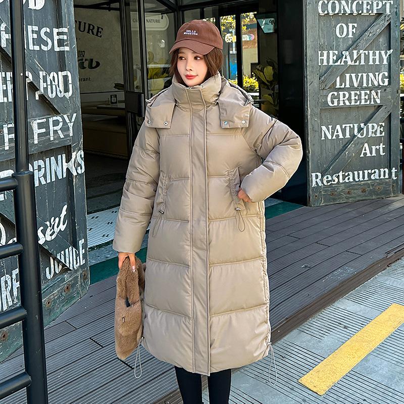 Down cotton jacket schoolgirl long over the knee loose ins loose bread suit thickened cotton jacket winter new padded jacket jacket