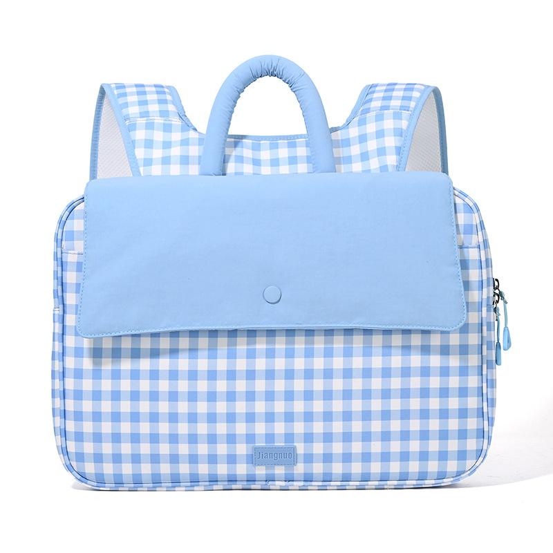 Borsa a tracolla a righe fresca e cool con chiusura per studenti - Borsa a sacco portatile per l'uso del computer