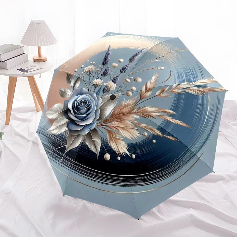 

1pc Abstract Floral Composition Umbrella with Plastic Handle,Suitable for All Seasons Home Travel Outdoor Umbrellaptys31023