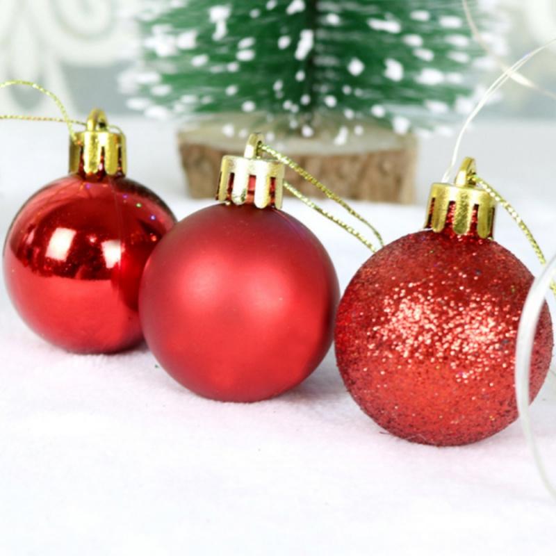 24pcs/Red Christmas Ball Box Christmas Tree Decoration Set Christmas Tree Ornaments Shiny Matte Sequin Garland Decoration Hangin