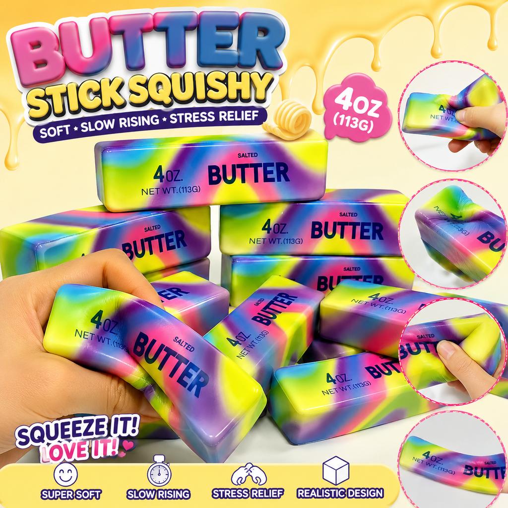 Christmas Stress Relief Butter Stick Fidget Toy Slow Rising Squishy Cheese Squeeze Elastic