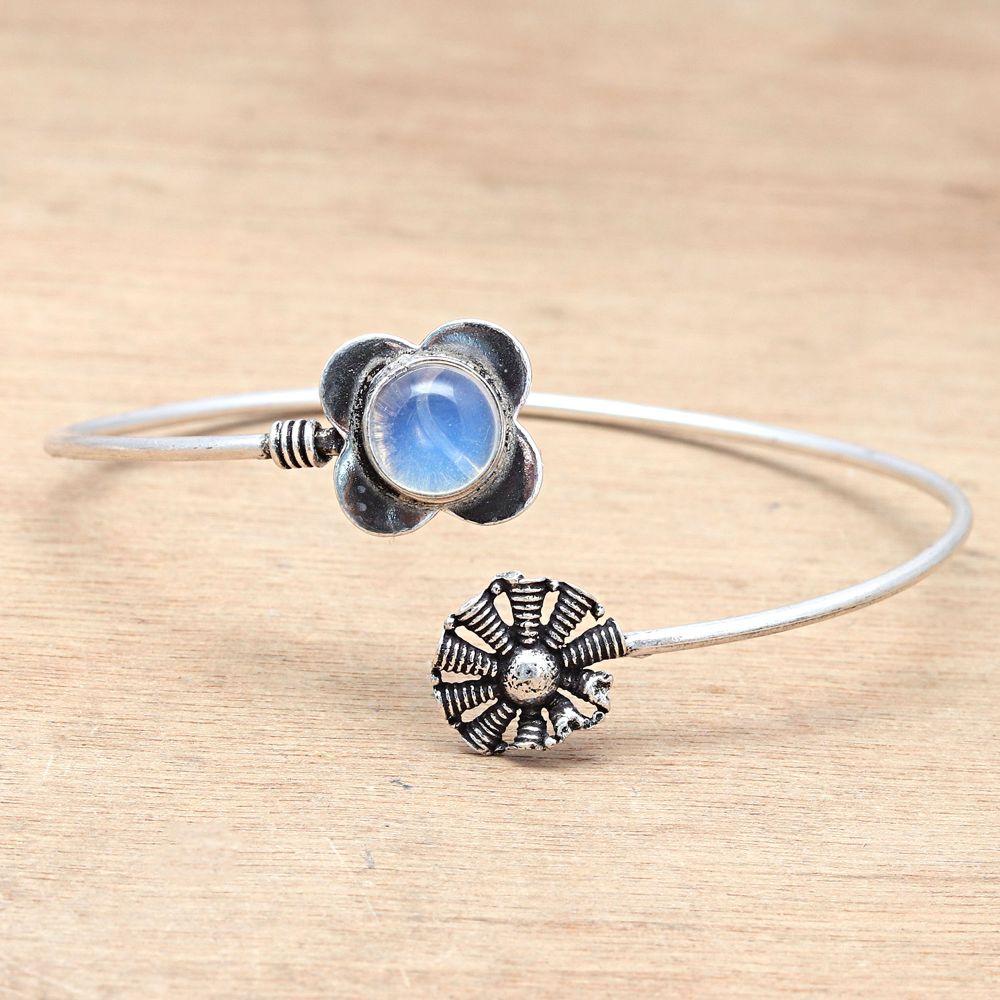 Milky Fire Opal Gemstone Handmade Silver Jewelry Cuff Bracelets 7''Adjustable