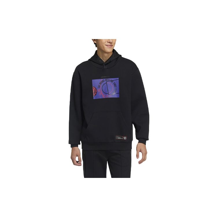 Adidas Neo Series Pattern Print Loose-Fit Pullover Hoodie Daily Casual Tops Men Black GP4790 S