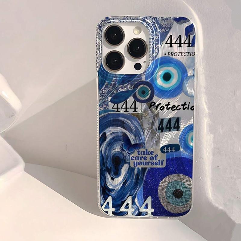 

Evil Eye 444 Protection Art Phone Case for iPhone 17 16 15 14 13 12 11 Series Pro Max Plus Double Layer Protection iphone 15 Pro