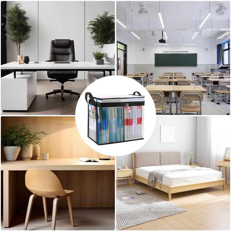 Transparent Books Storage Bag Handle Stackable Document Collection Container Foldable Waterproof Tutorial Bag Storage Bag