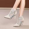 fashion Sharp toe mesh boots, high heels, women's summer 2024 fashion new mesh cool boots, fashionable and luxurious slim heel sandals