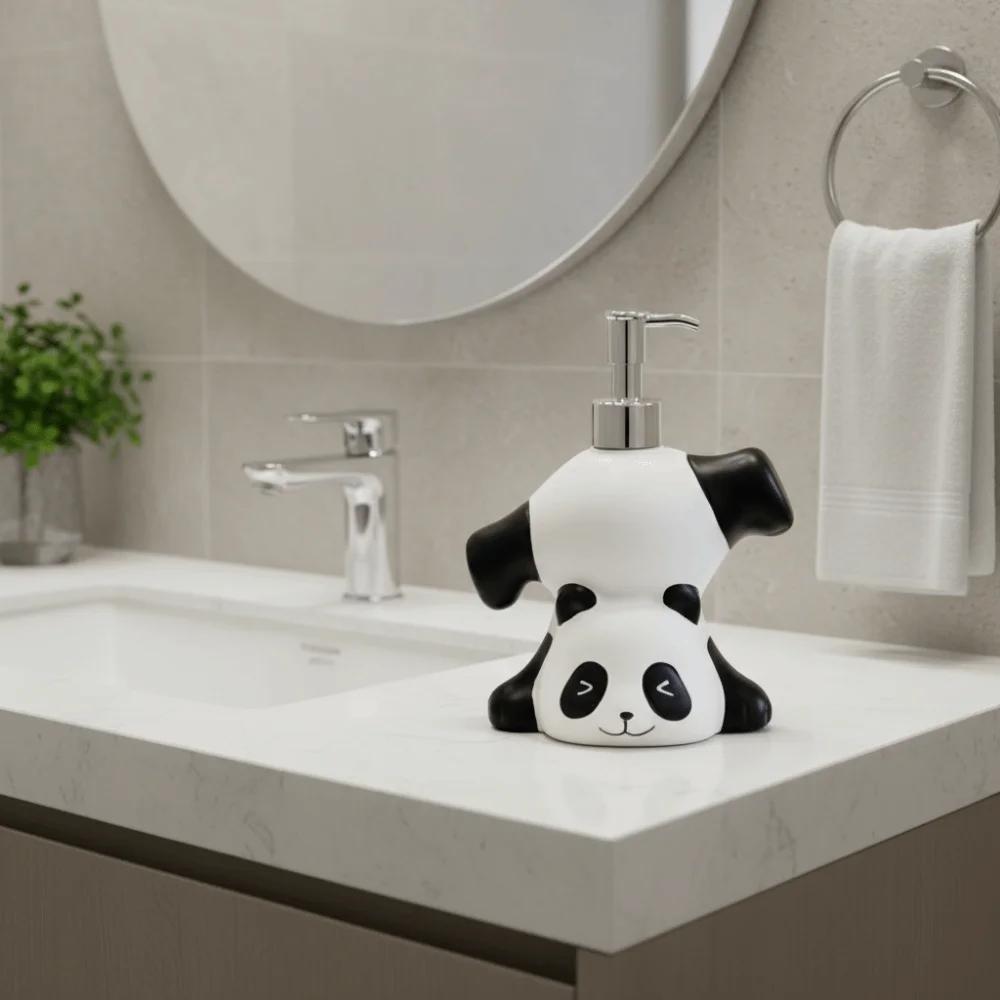 Cute Panda Soap Dispenser Press Bottle Container Cartoon Hand Sanitizer Bottle Animal Decorative Shampoo Soap Dispenser