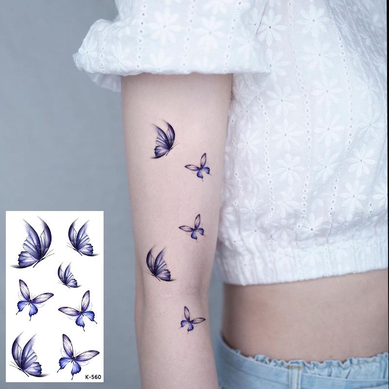 Waterproof Tattoo Stickers: English Letters, Flowers & Butterfly Sketches