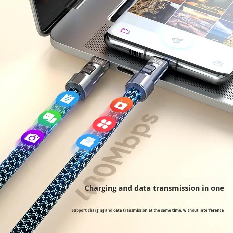 Factory Direct  240W Phone Lanyard Cable Wrist Strap USBC Type C To C PD240W 5A Fast Charging & 480mbps Data Transfer Cable 30cm