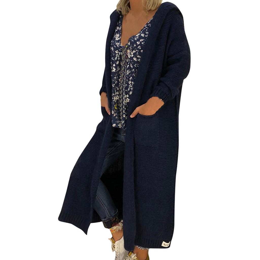 Womens Long Cardigan Sweaters Hooded Knitted Oversized Sweater Coat