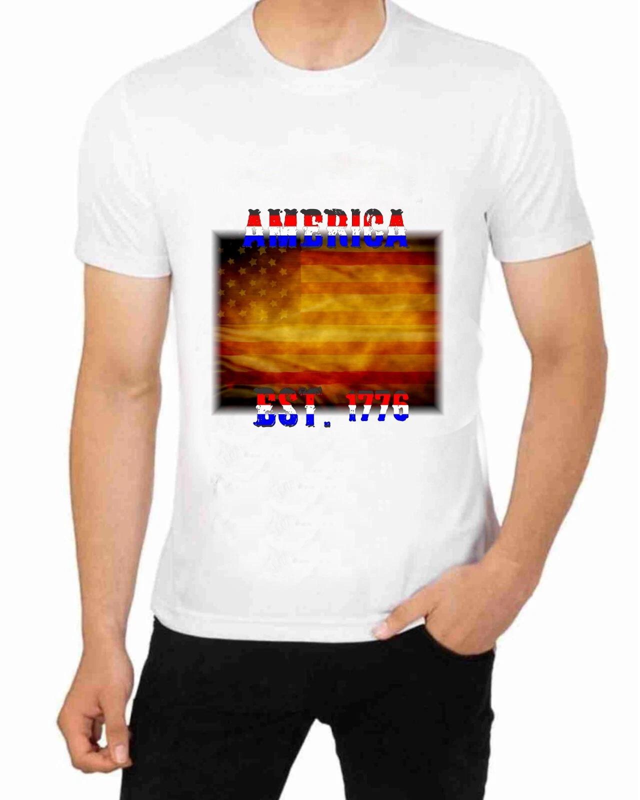 America Established 1776 Patriotic with vintage Old Flag art T-Shirt S