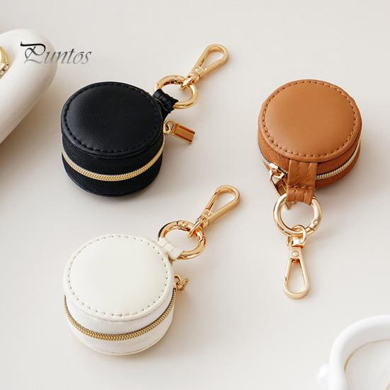 Round Jewelry Storage Box Earrings Organizer Zipper Design Waterproof Compact Size Portable Ring Jewelry Carrying Case