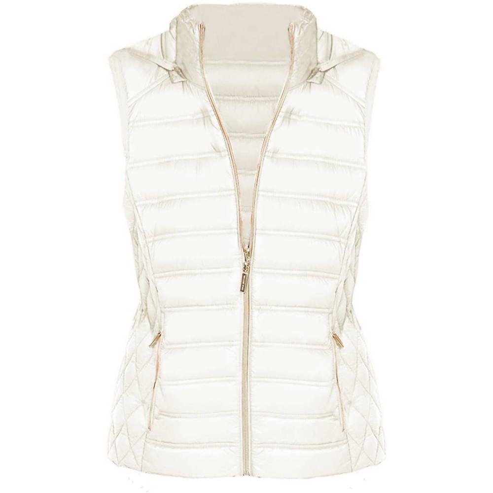 

Women S SleeveleSS Puffer veSt With Removable Hood In White White Small