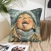 Christmas Snowflake Little Girl Pillow Case Fashion Square Pillowcase Bedroom Sofa Room Ins Decoration Leisure Cushion Cover