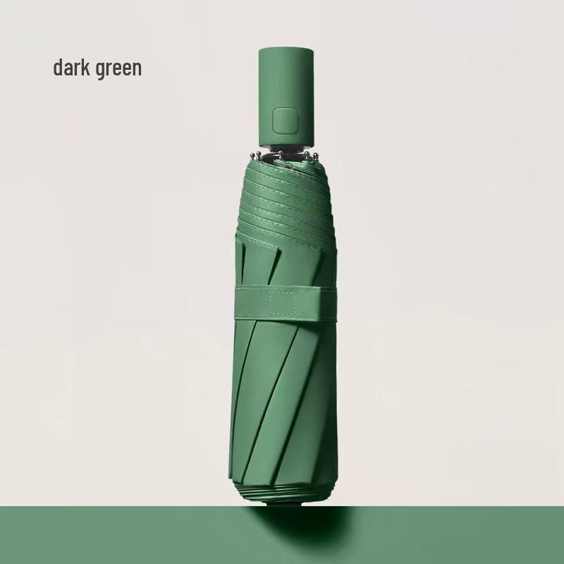 Vollautomatischer dreifach faltbarer UV-Schutz-Schirm mit schwarzem Kleber und Logo für Regen oder Sonne