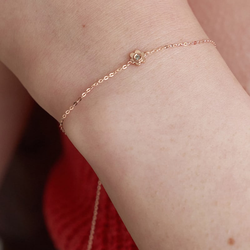 

OR D`OR [14K] Mini Flower Pendant Bracelet rose gold