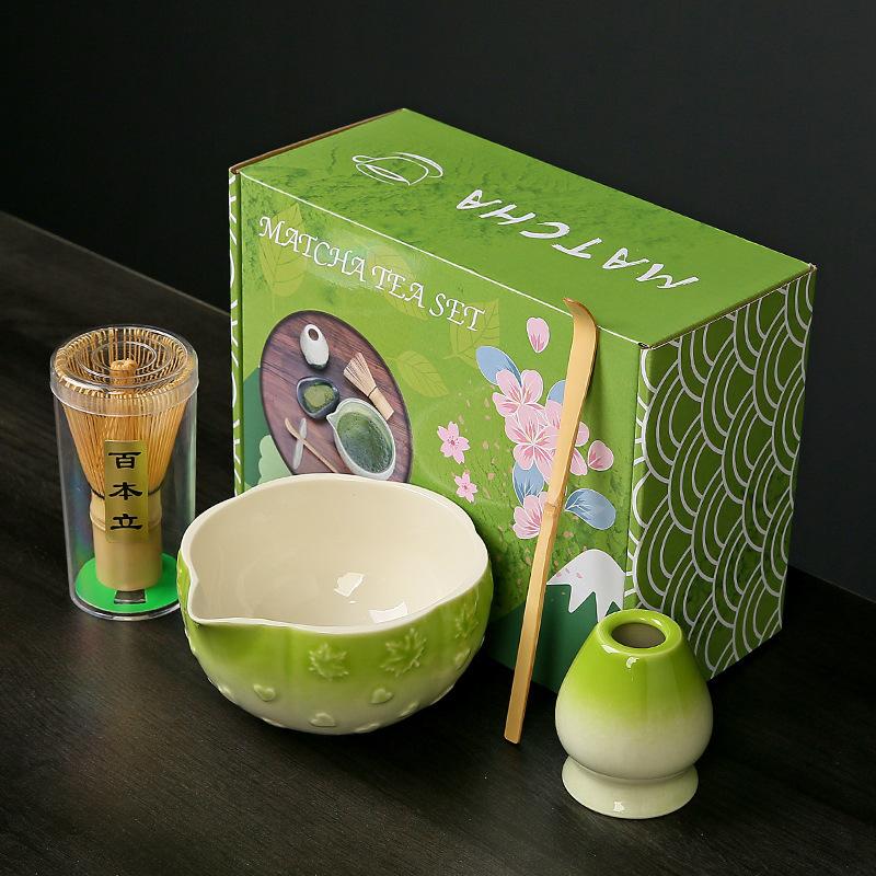 Japanese Matcha Bowl Ceramic Set for Whisking Matcha, Gift for Matcha Lovers, Tea Ceremony Accessories, Gift Boxed