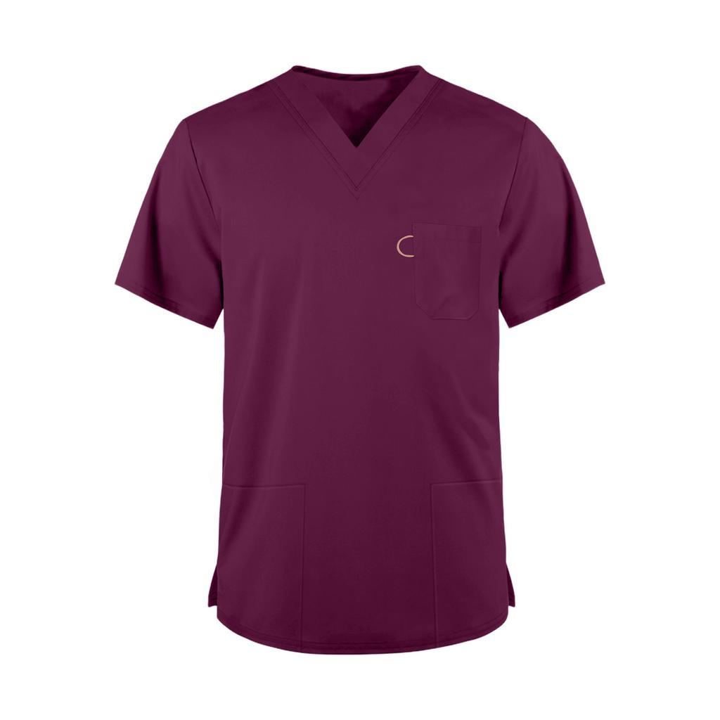 Men's Fashionable V-neck Short-sleeved Work Uniform, Color Top, Uniform