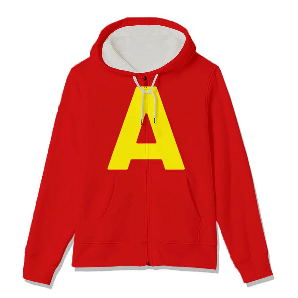 Alvin e i Chipmunks Felpa con Zip A S T Pile Invernale Manica Lunga con Cappuccio Felpe Stampa 3D Uomo Donna Pullover