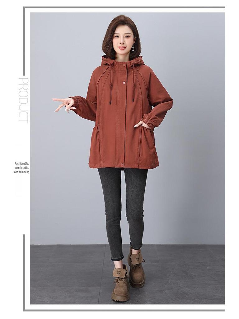 Γυναικεία Μεσάτη Καμπαρντίνα Άνοιξη & Φθινόπωρο 2024 - Μεγάλα Μεγέθη, Χαλαρή Γραμμή, Κομψό Βαμβάκι για Μαμάδες