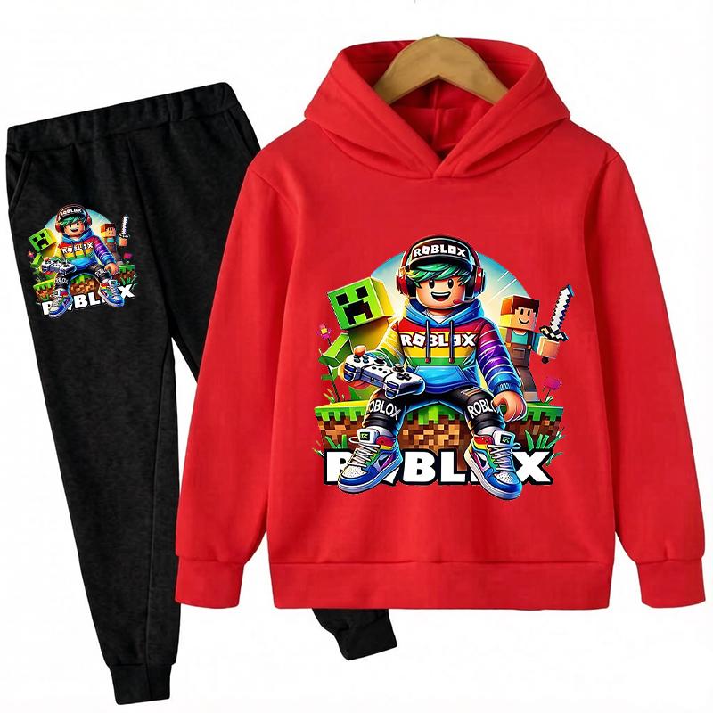 2026 autumn Hot Game Roblox Cartoon Printed Children Clothes boy Autumn/winter Hoodie Set Kid Fashion Pullover Tops+Pant Suit