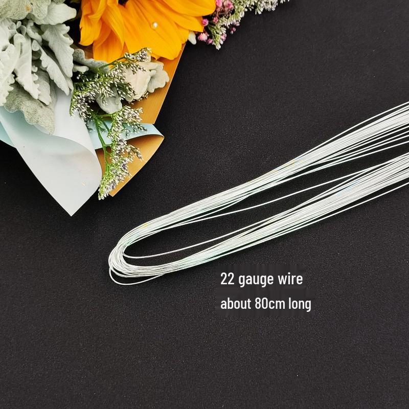 Handmade Green Floral Stem #2 with Glue-Wrapped Iron Wire for DIY Bouquets