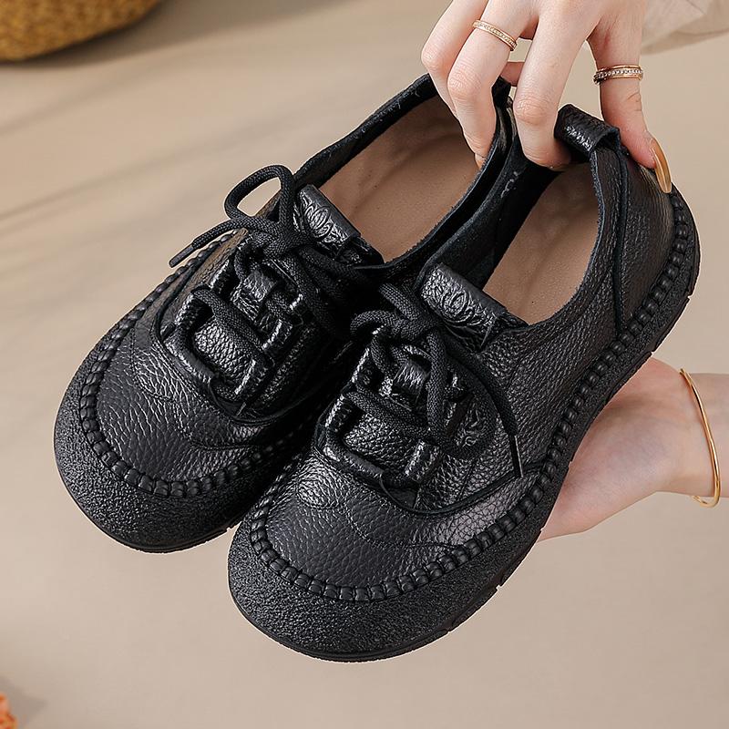 Fashion New autumn tied up flats woman genuine leather moccasins shoes for women luxury comfort flats oxfords shoes ladies casual loafer