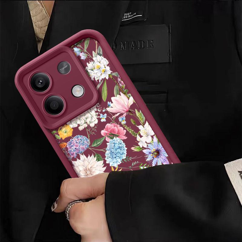 Hülle mit Hortensien-Blumenmuster für Xiaomi Poco X6 X5 13t 11t Pro Redmi Note 13 12 11 10 Pro Stoßfeste Schutzhülle aus weichem Silikon mit weichem Objektiv