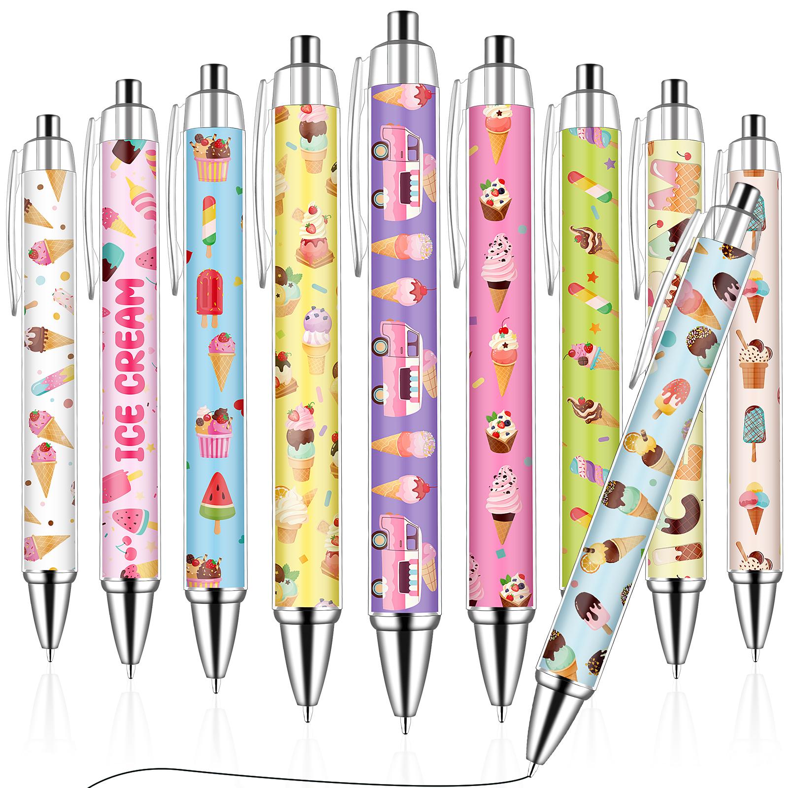 Ice Cream Pen Bulk Cute Ice Cream Gel Pen Sprinkle Writing Pen Dessert Pen Novelty Ice Cream Ink Pen Candy Retractable Ballpoint чистый