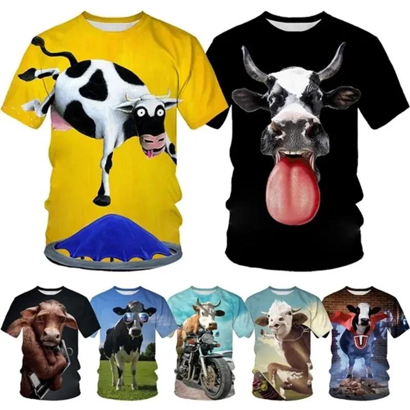 

Fashion Short-sleeved Animal Cow Graphic T Shirts for Men Kids 3D Printing Casual Funny Tshirt Casual Oversized Hip-hop Tee Tops 6XL