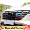 Para Hyundai Tucson NX4 2022 2023 Hybrid N Line Car Front Grille Trim Sport Strip Cover 3pcs Adesivo 3D Acessórios Exteriores