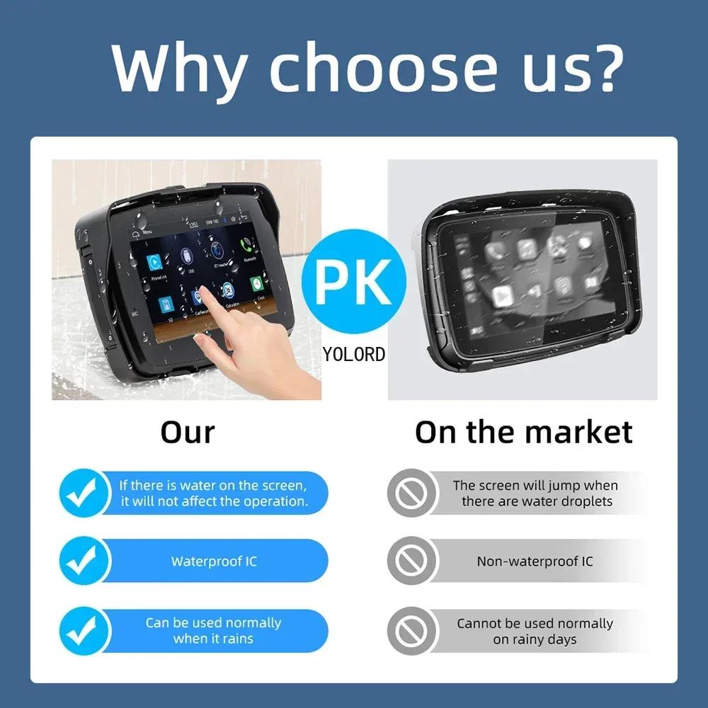 New 5.0 Inch Motorcycle Navigation Waterproof Carplay Display Screen Touch Screen Portable Wireless Android Auto Monitor
