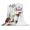 Coperta in pile leggera, super morbida, accogliente, rossa con coccinella su sfondo bianco, coperta regalo per adulti e bambini