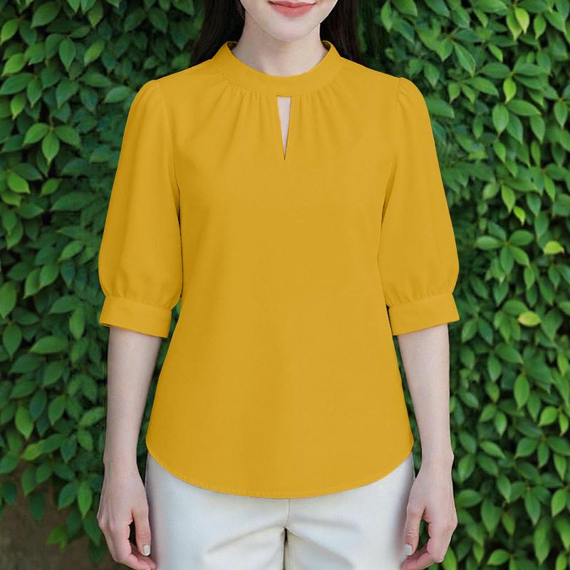 

ZANZEA Women Casual Round Neck Half Sleeve Loose Blouse 5XL жёлтый