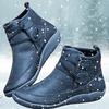 Women Shoes Braided Strap Flat Heel Boots Leather Waterproof Boots Ladies Round Toe Ankle Boots